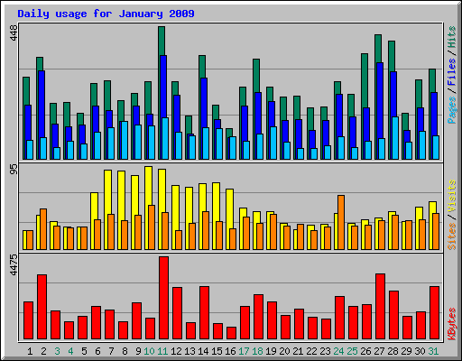 Daily usage for January 2009