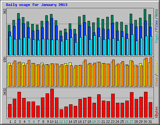 Daily usage for January 2013