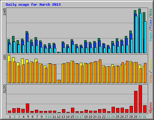 Daily usage for March 2013