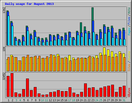 Daily usage for August 2013