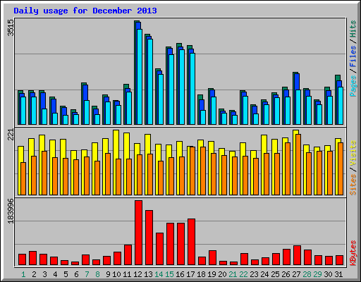 Daily usage for December 2013