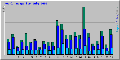 Hourly usage for July 2008