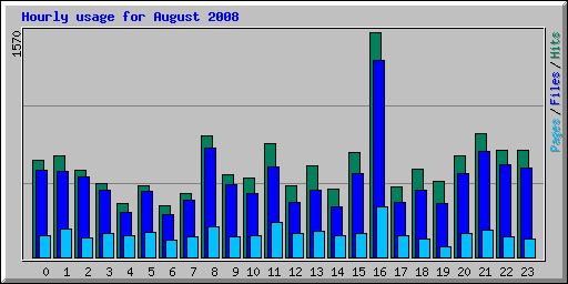Hourly usage for August 2008