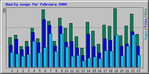 Hourly usage for February 2009