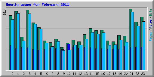 Hourly usage for February 2011