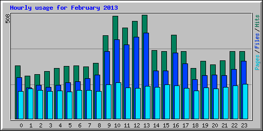 Hourly usage for February 2013