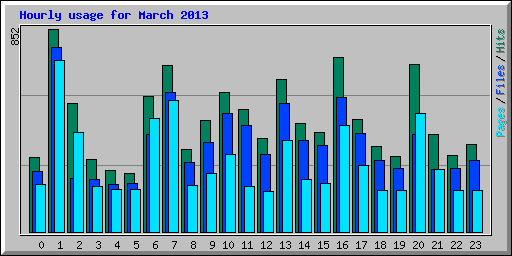 Hourly usage for March 2013