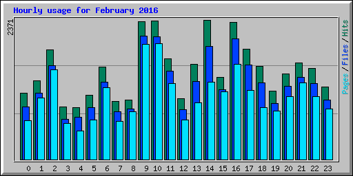 Hourly usage for February 2016